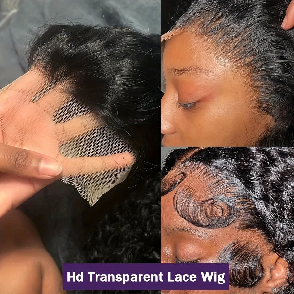 250% Density Deep Wave Lace Front Wigs 13X4 HD Lace Front Wigs 100% Brazilian Human Hair Full Edges Ear To Ear Swiss HD Pre Plucked Lace Wig With Baby Hair Deep Curly Wave Wig For Daily Wear