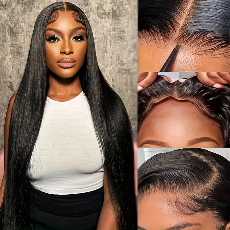 5x5 HD Lace Put On And Go Glueless Closure Wigs Human Hair Straight Human Hair Pre Plucked Pre Cut No Glue 3 Seconds To Wear Glueless Wig Transparent Lace Front Wigs Human Hair Wig For Women Pre Bleached Knots 180 Density