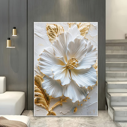 Modern Golden Flower Canvas Art Print, 31.5x47.24in - Frameless Wall Decor for Living Room & Bedroom