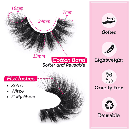 12 Pair Wispy 3D Mink Lashes - 11mm Natural Looking, Fluffy, Handmade, Reusable False Eyelashes for Daily Wear