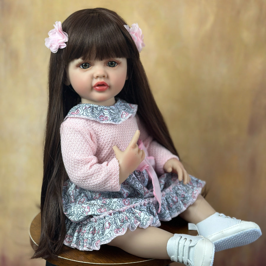 BZDOLL Full Body Silicone Reborn Doll Girl Baby 55cm 22inch Lifelike Princess Newborn Toddler Bebe Toy Lovely Birthday Gift