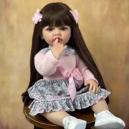 BZDOLL Full Body Silicone Reborn Doll Girl Baby 55cm 22inch Lifelike Princess Newborn Toddler Bebe Toy Lovely Birthday Gift