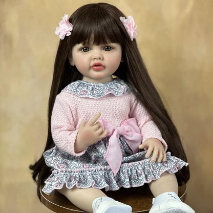 BZDOLL Full Body Silicone Reborn Doll Girl Baby 55cm 22inch Lifelike Princess Newborn Toddler Bebe Toy Lovely Birthday Gift