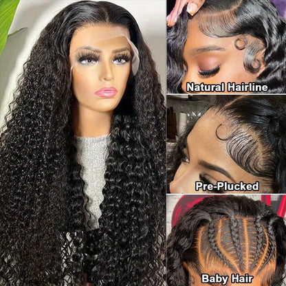 200% Density Curly Wave Lace Front Glueless Human Hair Wig For Women - 13x6 HD Deep Curly Frontal Wig - Wet And Wavy Ready To Wear