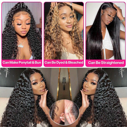 12A Jerry Curly Lace Front Wig 100% Kinky Curly Human Hair Wigs 13x4 Brazilian HD Transparent Lace Frontal Wig Female Woman Wig 250% Density