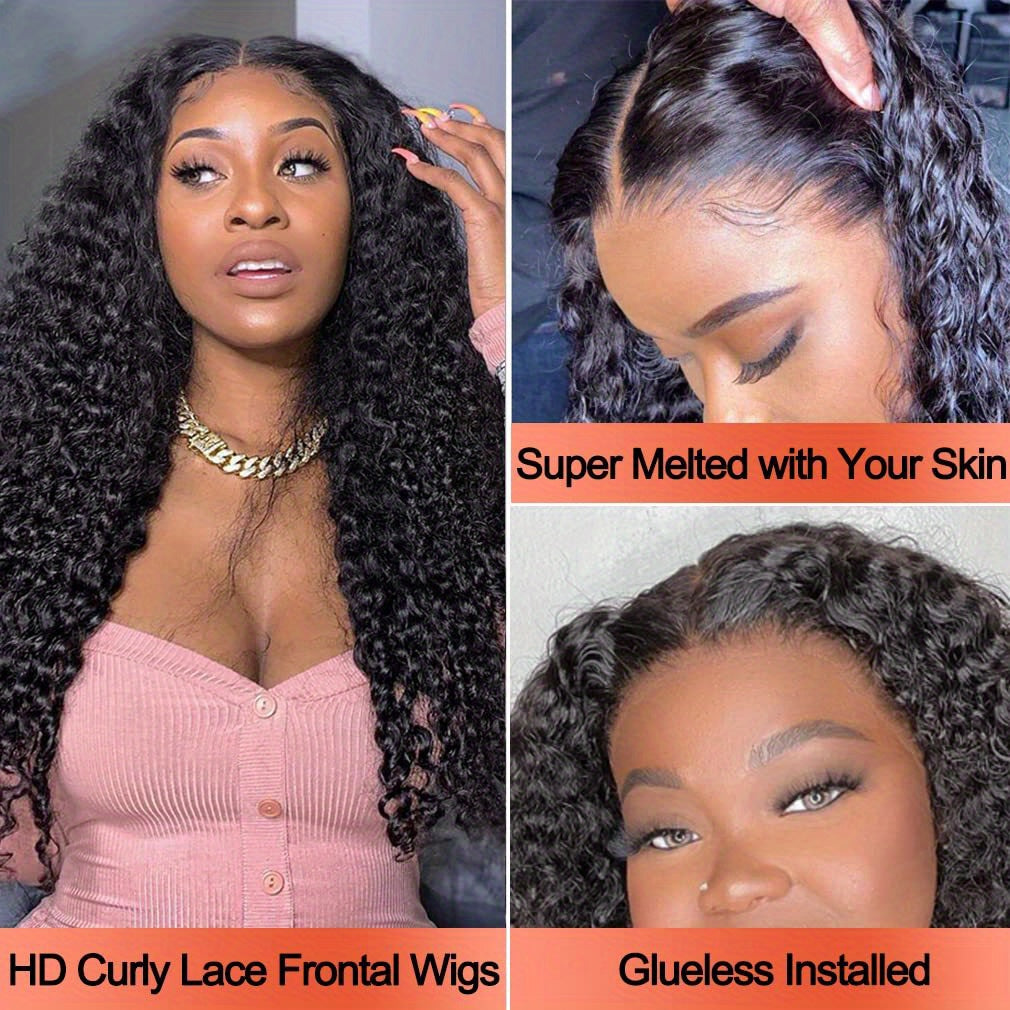 12A Jerry Curly Lace Front Wig 100% Kinky Curly Human Hair Wigs 13x4 Brazilian HD Transparent Lace Frontal Wig Female Woman Wig 250% Density