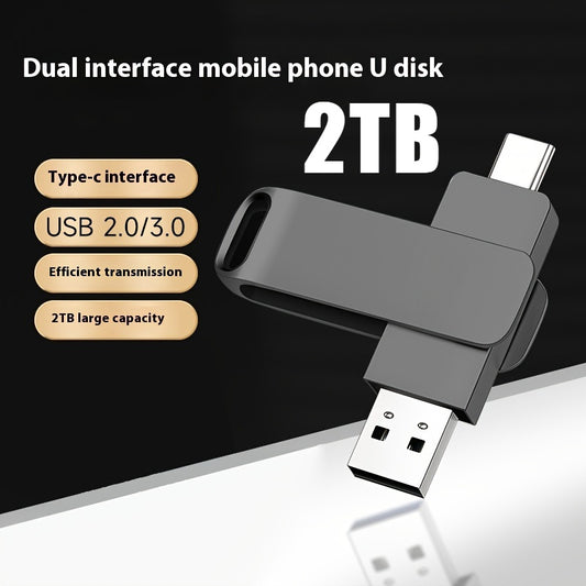 Large Capacity 2TB USB Flash Drive Type-C Dual Interface Mobile Phone and Computer Dual-use Compatible with Most Electronic Devices - Plug and Play Reading and Writing Speed Efficient Transfer Thumb Drive 2TB Memory Stick 200