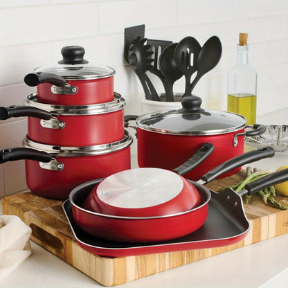 18 Piece Non-stick Cookware Set, Red