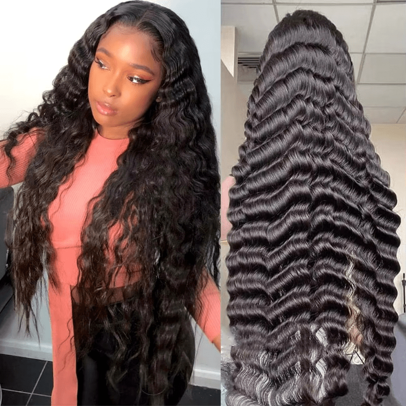 38 40 Loose Deep Wave Human Hair 13x4 HD Transparent Lace Closure Wigs Human Hair Curly Lace Front Wigs For Women Halloween Christmas