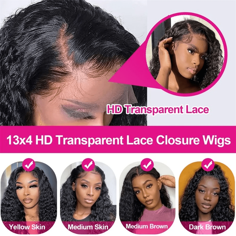 38 40 Loose Deep Wave Human Hair 13x4 HD Transparent Lace Closure Wigs Human Hair Curly Lace Front Wigs For Women Halloween Christmas