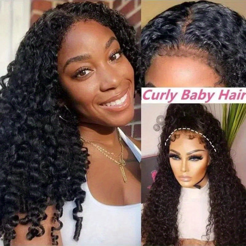 4C Kinky Baby Hair Undetectable Breathable Soft Invisible Edge Lace Front Wig, 13X4 13X6 Water Wave Frontal Human Hair Wigs