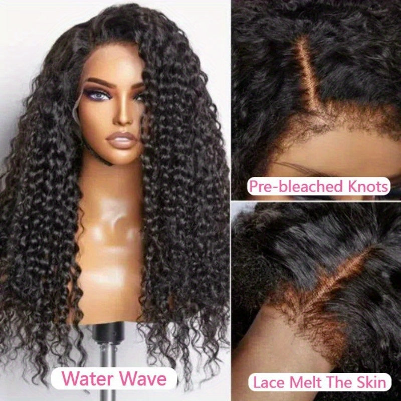 4C Kinky Baby Hair Undetectable Breathable Soft Invisible Edge Lace Front Wig, 13X4 13X6 Water Wave Frontal Human Hair Wigs