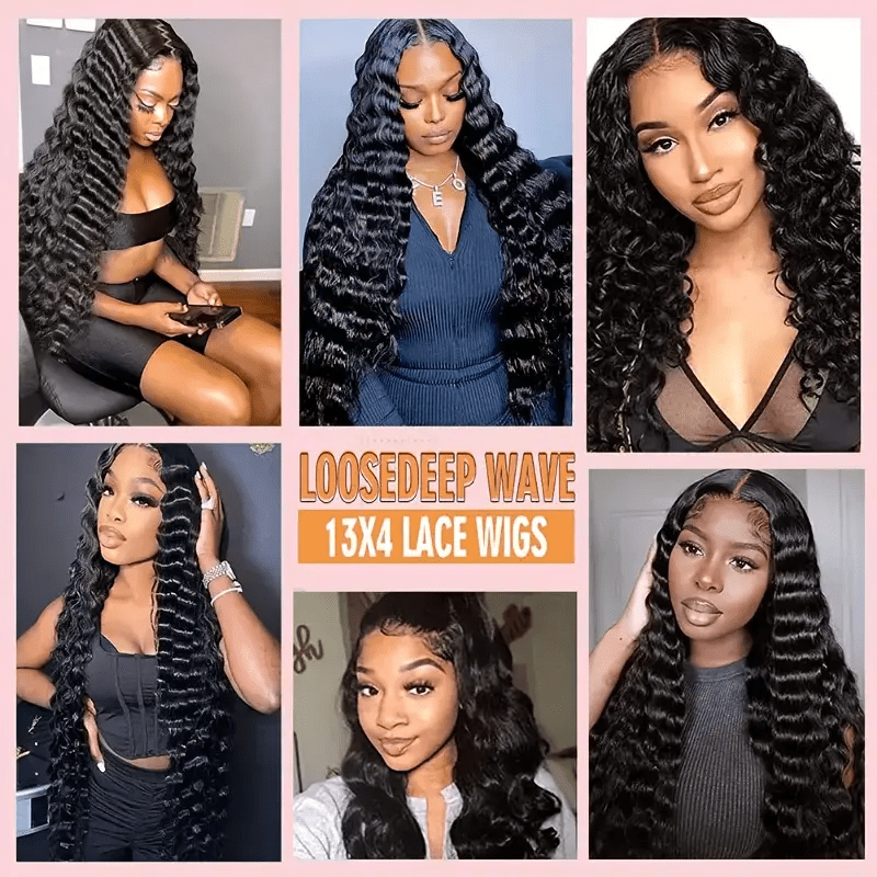 38 40 Loose Deep Wave Human Hair 13x4 HD Transparent Lace Closure Wigs Human Hair Curly Lace Front Wigs For Women Halloween Christmas