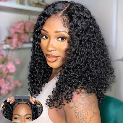 Put On And Go Wigs Human Hair Pre Plucked Pre Cut For Beginners Curly Wave Bob Wig Human Hair Lace Front Wigs For Women Upgraded No Glue 6x4 Lace Closure Short Curly Bob Wig Throw On & Go Wig.