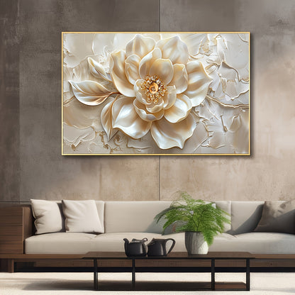 Modern Golden Flower Canvas Art Print, 31.5x47.24in - Frameless Wall Decor for Living Room & Bedroom