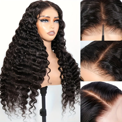 13x6 Deep Wave Wig Human Hair Ready To Wear Glueless Deep Wave Wigs Human Hair Pre Plucked Pre Cut 200 Density 13x6 Pre-Everything Deep Water Curly Lace Front Wig With Pre Bleached Knots