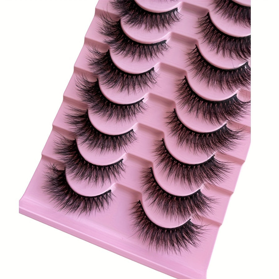 10 Pairs Premium Fluffy Faux Mink False Eyelashes - Volume-Boosted, Naturally Full & Dramatic Cat Eye Style - Luxurious, Lightweight & Reusable for a Flawless Finish