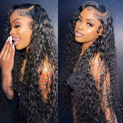 250% Density Deep Wave Lace Front Wigs 13X4 HD Lace Front Wigs 100% Brazilian Human Hair Full Edges Ear To Ear Swiss HD Pre Plucked Lace Wig With Baby Hair Deep Curly Wave Wig For Daily Wear