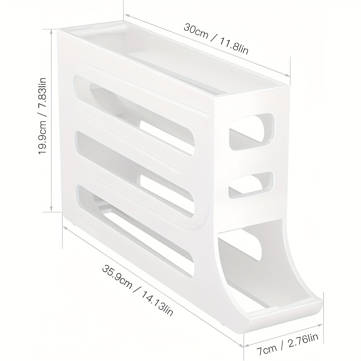 30-Egg Capacity 4-Tier Large Space-Saving Refrigerator Organizer with Automatic Rolling Egg Dispenser