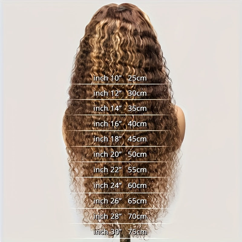 200% Density Highlight 13x4 Ombre Lace Front Wig Human Hair Pre Plucked HD Transparent 4/27 Honey Blonde Lace Frontal Wigs With Baby Hair Colored Water Wave Lace Front Wig Human Hair For Women