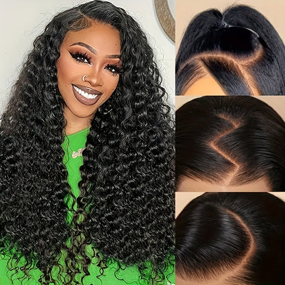 13x6 Deep Wave Wig Human Hair Ready To Wear Glueless Deep Wave Wigs Human Hair Pre Plucked Pre Cut 200 Density 13x6 Pre-Everything Deep Water Curly Lace Front Wig With Pre Bleached Knots