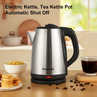 1.8L Electric Kettle, Stainless Steel Double Wall Hot Water Boiler with Auto Shut Off, Boil-Dry Protection, LED Indicator, and BPA-Free Design for Coffee and Tea Lovers