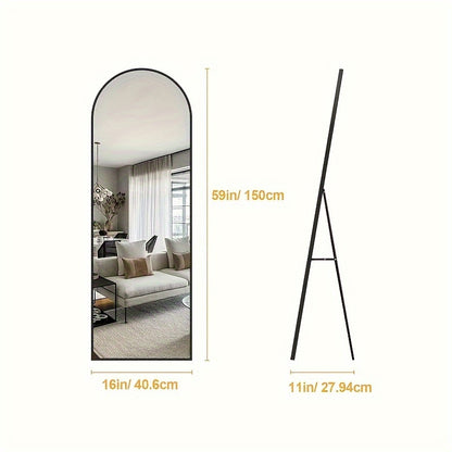 Full Length Mirror With Stand, Floor Mirror With Aluminum Alloy Frame For Bedroom, Standing Full Body Mirror With Shatter-Proof Nano Glass For Wall, Living Room, Cloakroom