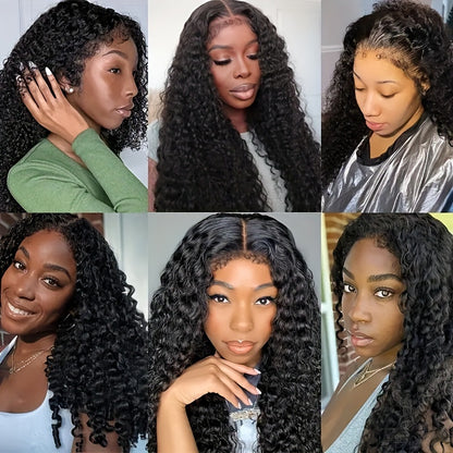 Deep Wave 4C Edges Frontal Wig 13x4 Lace Front Human Hair Wigs Deep Curly Lace Front Wig Human Hair For Women Brazilian Remy Human Hair Wigs With Curly Baby Hair Kinky Hairline