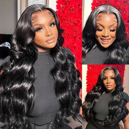 Glueless Wig Human Hair Ready To Wear Body Wave Lace Human Hair 13x4 Lace Closure Glueless Wig Pre Cut 100% Human Hair Wig For Women 200 Density Transparent Lace Wigs Human Hair Natural Black Color