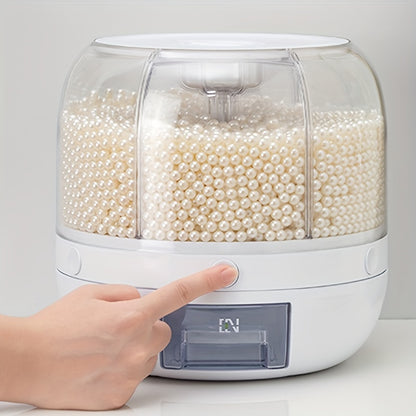 1/2 Piece 22 Lb Capacity 360° Rotating Food Dispenser - One-Touch Output Rice Storage Round Cereal Container for Small Grains, Beans, and Rice