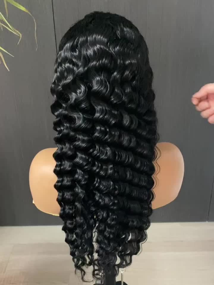 13x6 Deep Wave Wig Human Hair Ready To Wear Glueless Deep Wave Wigs Human Hair Pre Plucked Pre Cut 200 Density 13x6 Pre-Everything Deep Water Curly Lace Front Wig With Pre Bleached Knots