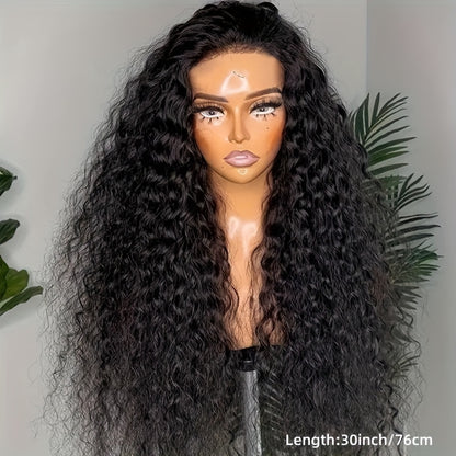 250% Density Deep Wave Lace Front Wigs 13X4 HD Lace Front Wigs 100% Brazilian Human Hair Full Edges Ear To Ear Swiss HD Pre Plucked Lace Wig With Baby Hair Deep Curly Wave Wig For Daily Wear