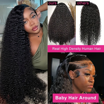 250% Density Deep Wave Lace Front Wigs 13X4 HD Lace Front Wigs 100% Brazilian Human Hair Full Edges Ear To Ear Swiss HD Pre Plucked Lace Wig With Baby Hair Deep Curly Wave Wig For Daily Wear