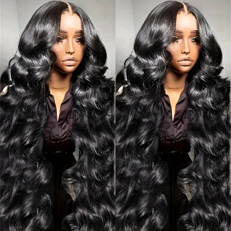 Glueless Wig Human Hair Ready To Wear Body Wave Lace Human Hair 13x4 Lace Closure Glueless Wig Pre Cut 100% Human Hair Wig For Women 200 Density Transparent Lace Wigs Human Hair Natural Black Color