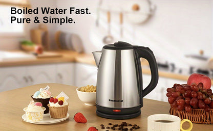 1.8L Electric Kettle, Stainless Steel Double Wall Hot Water Boiler with Auto Shut Off, Boil-Dry Protection, LED Indicator, and BPA-Free Design for Coffee and Tea Lovers