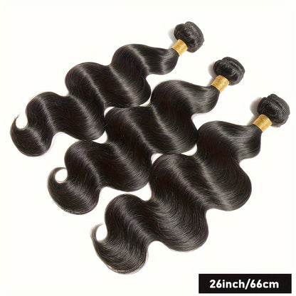 3 Bundles Brazilian Virgin Human Hair Extensions, 100% Unprocessed 10A Body Wave Weft, 300G Tangle-Free Shedding-Resistant for African American Women