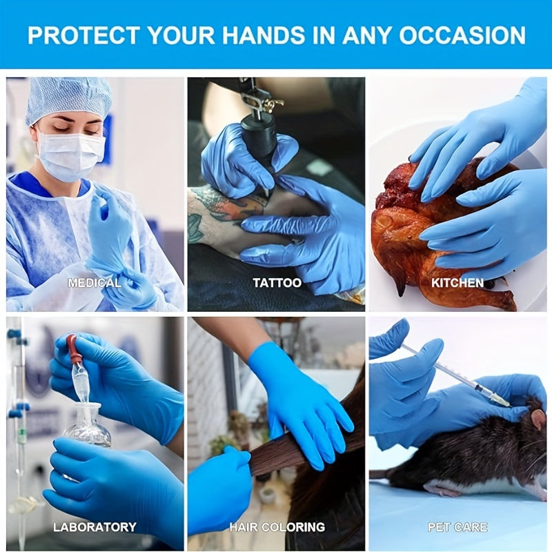 100 Pieces Of Disposable Nitrile Super Durable Gloves, Powder Free Gloves Are Waterproof, Tear Resistant, Powder Free, Suitable For Kitchen Cleaning, Tattooing, Hair Dyeing, Pet Grooming, Beauty Salons, And Household Chores