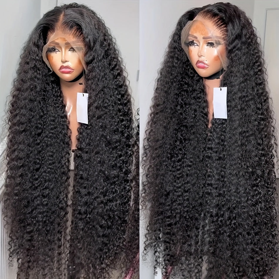 250% Density Deep Wave Lace Front Wigs 13X4 HD Lace Front Wigs 100% Brazilian Human Hair Full Edges Ear To Ear Swiss HD Pre Plucked Lace Wig With Baby Hair Deep Curly Wave Wig For Daily Wear