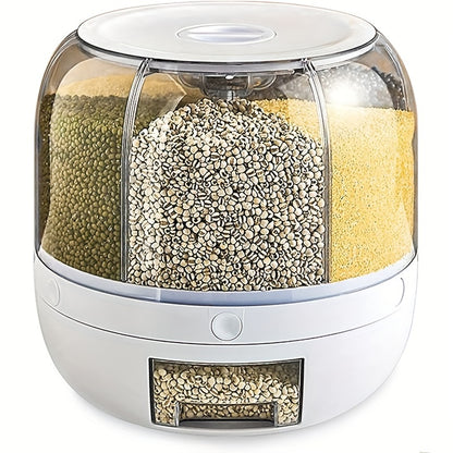 1/2 Piece 22 Lb Capacity 360° Rotating Food Dispenser - One-Touch Output Rice Storage Round Cereal Container for Small Grains, Beans, and Rice