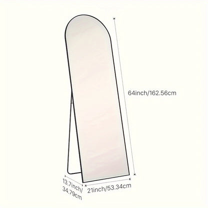 Full Length Mirror With Stand, Floor Mirror With Aluminum Alloy Frame For Bedroom, Standing Full Body Mirror With Shatter-Proof Nano Glass For Wall, Living Room, Cloakroom