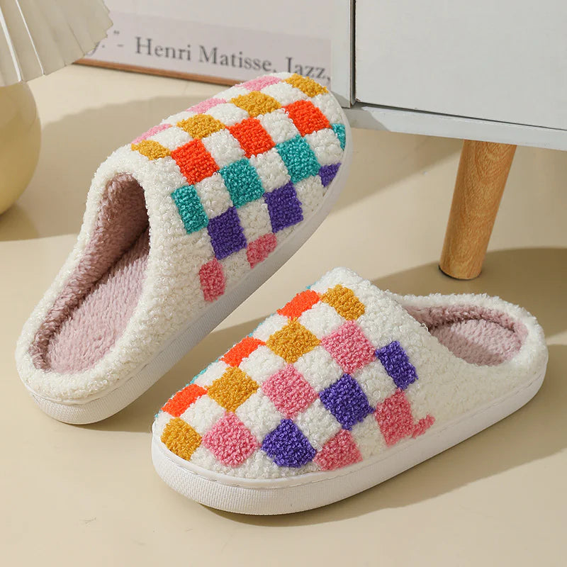 Colorful Checkerboard Home Slippers