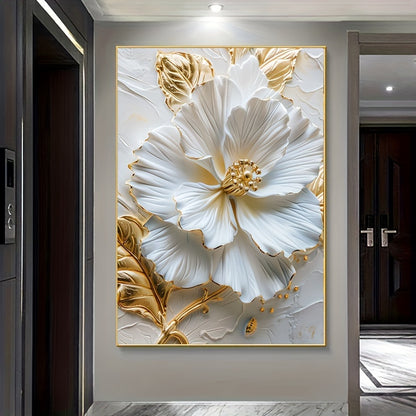 Modern Golden Flower Canvas Art Print, 31.5x47.24in - Frameless Wall Decor for Living Room & Bedroom