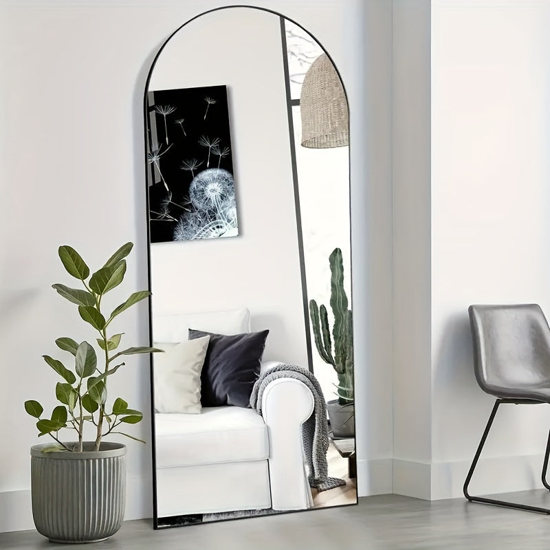 Full Length Mirror With Stand, Floor Mirror With Aluminum Alloy Frame For Bedroom, Standing Full Body Mirror With Shatter-Proof Nano Glass For Wall, Living Room, Cloakroom