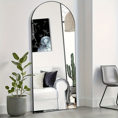 Full Length Mirror With Stand, Floor Mirror With Aluminum Alloy Frame For Bedroom, Standing Full Body Mirror With Shatter-Proof Nano Glass For Wall, Living Room, Cloakroom