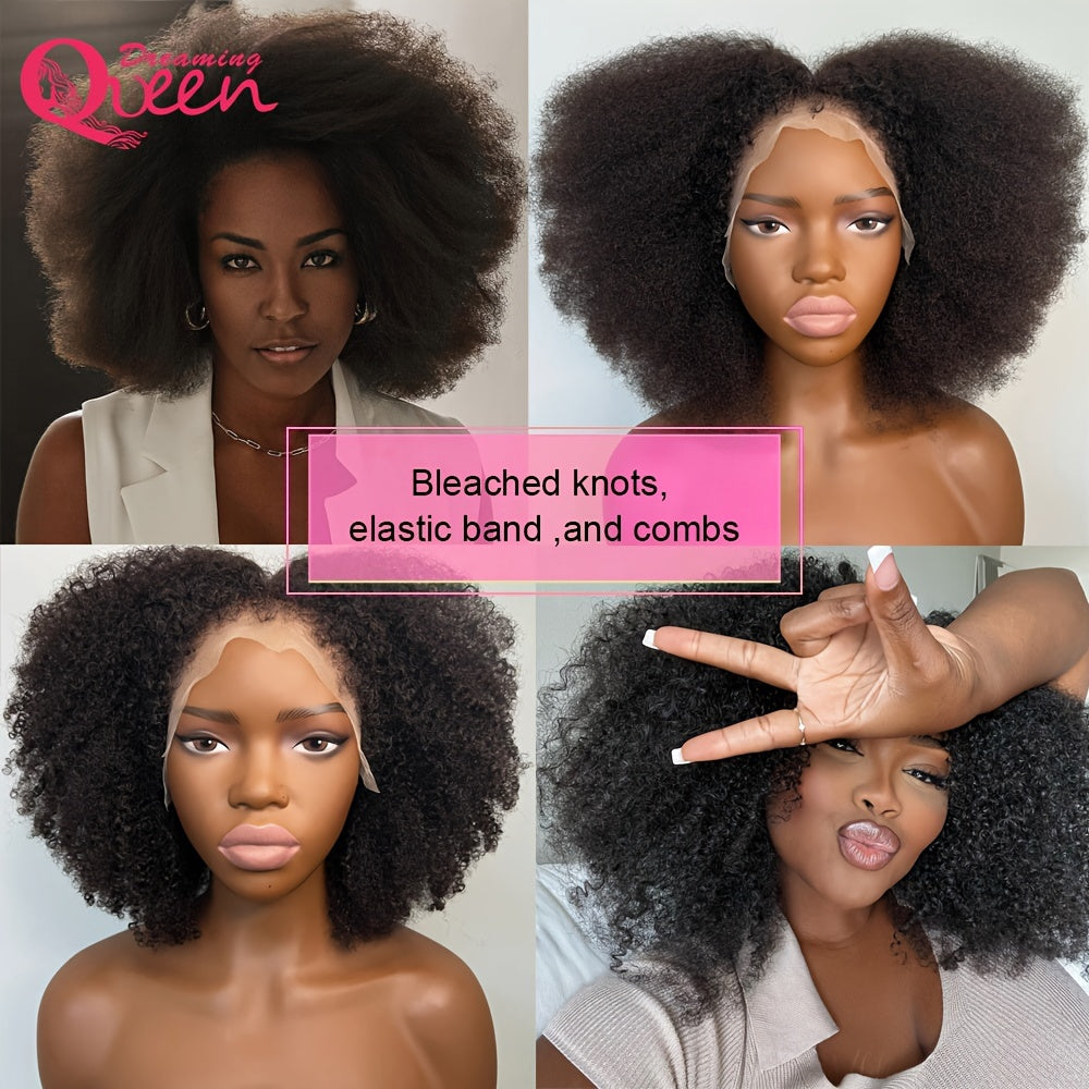 180% Density Afro Kinky Curly Lace Wig - Lace Wigs With 4B Hairline, Transparent HD Lace, Preplucked Mongolian Hair, 13x4 Lace Frontal, Kinky Edges, Real Natural Hairline, Fluffy Hair For Women