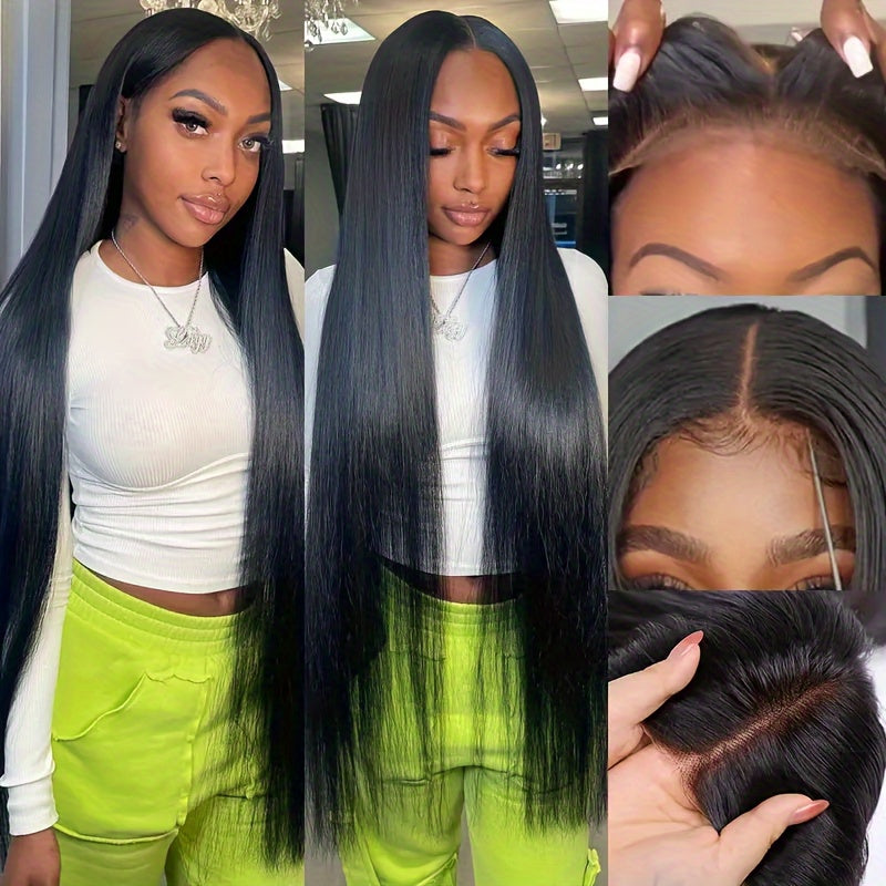 Glueless Wigs 4X4 HD Lace Front Wig Straight Lace Front Wigs Human Hair 100% Brazilian Human Hair Wig Natural 4X4 Full Edges Lace Pre-Plucked Lace Wig With Baby Hair For Women Ear To Ear Swiss HD Lace For Natural Looking