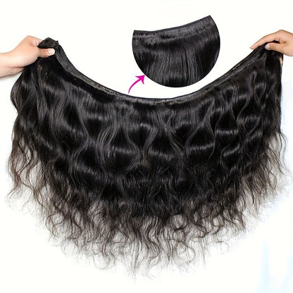 3 Bundles Brazilian Virgin Human Hair Extensions, 100% Unprocessed 10A Body Wave Weft, 300G Tangle-Free Shedding-Resistant for African American Women