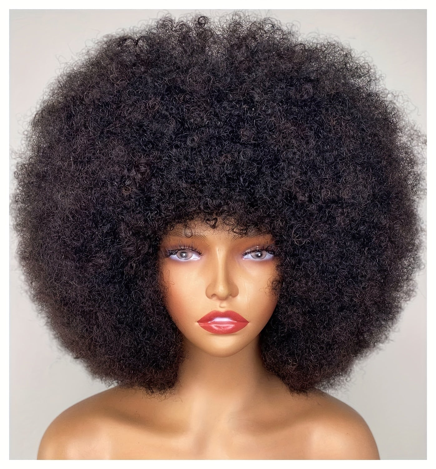 Afro Curly Wigs Human Hair Wigs, 12 Inch Short Afro Kinky Curly Wigs For Black Women, Natural Black Glueless Afro Wigs Curly 180 Density