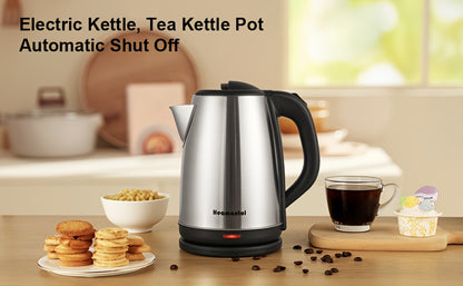 1.8L Electric Kettle, Stainless Steel Double Wall Hot Water Boiler with Auto Shut Off, Boil-Dry Protection, LED Indicator, and BPA-Free Design for Coffee and Tea Lovers