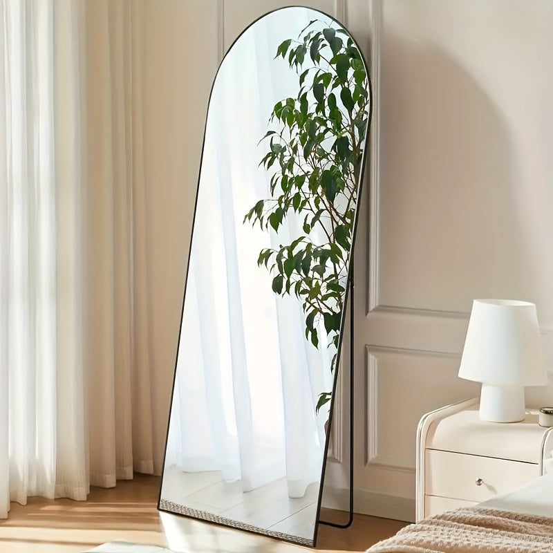 Full Length Mirror With Stand, Floor Mirror With Aluminum Alloy Frame For Bedroom, Standing Full Body Mirror With Shatter-Proof Nano Glass For Wall, Living Room, Cloakroom